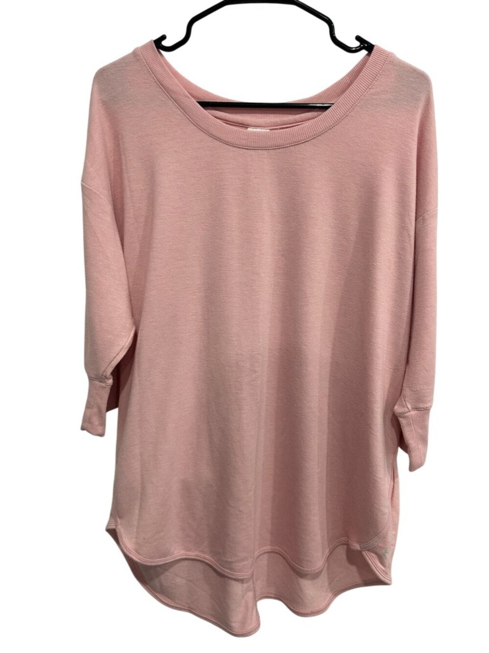 Danskin Now 1X Pink Lightweight 3/4 Sleeve Sweatshirt Tunic Athleisure Cozycore